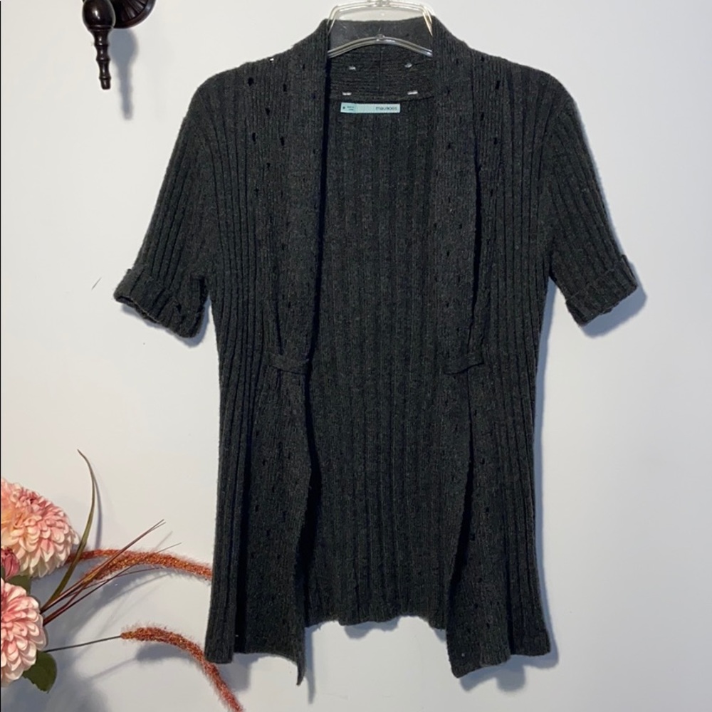 Maurices grey sweater, detail waist and neckline